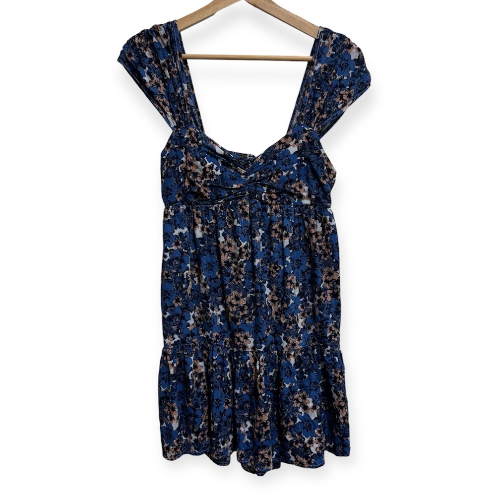 Free People Floral Linen Blend Pattern Play Mini Dress